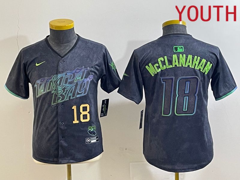 Youth Tampa Bay Rays #18 Mcclanahan Black City Edition 2024 Nike MLB Jersey style 1